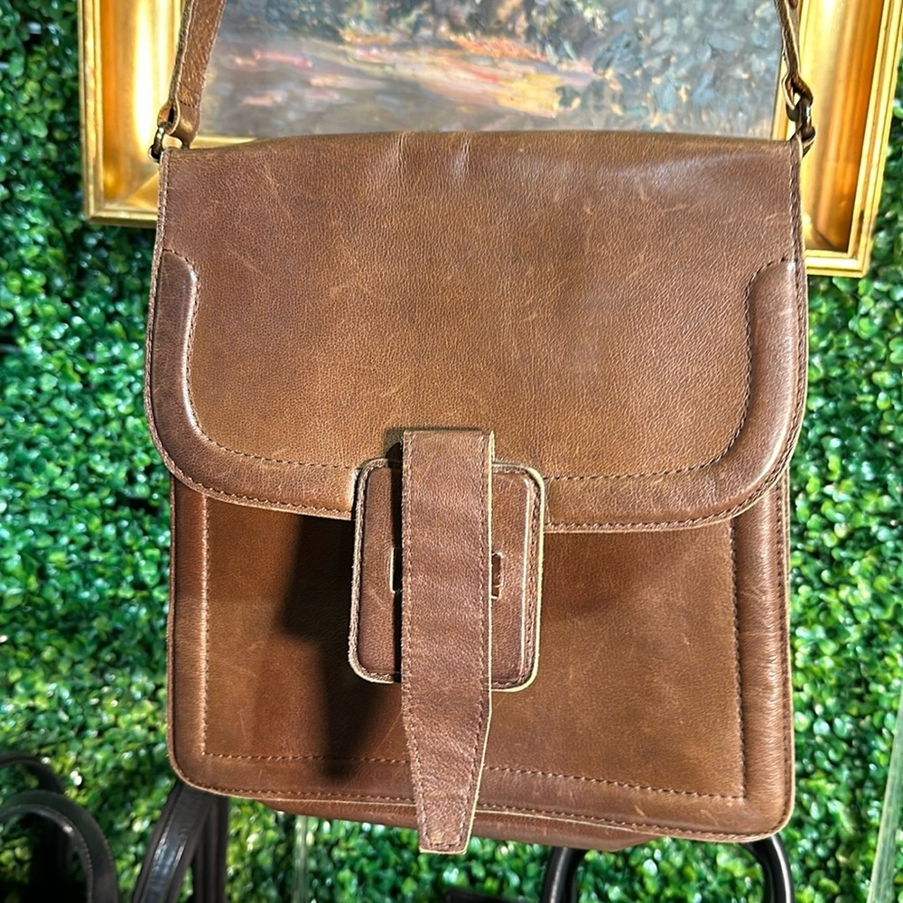 Vintage Rare Yves Saint Laurent Neutral Brown Leather Western Style Unisex Bag - Picture 4 of 16